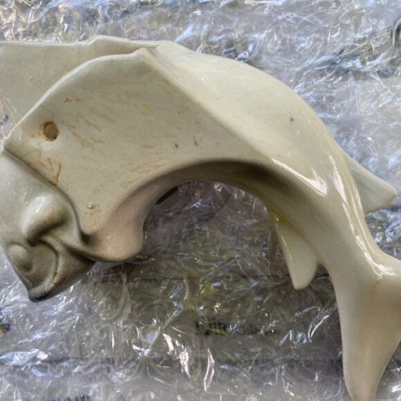 Vintage 60's Ceramic Koi Fish Plant Container Wall Mount - Picture 3 of 4